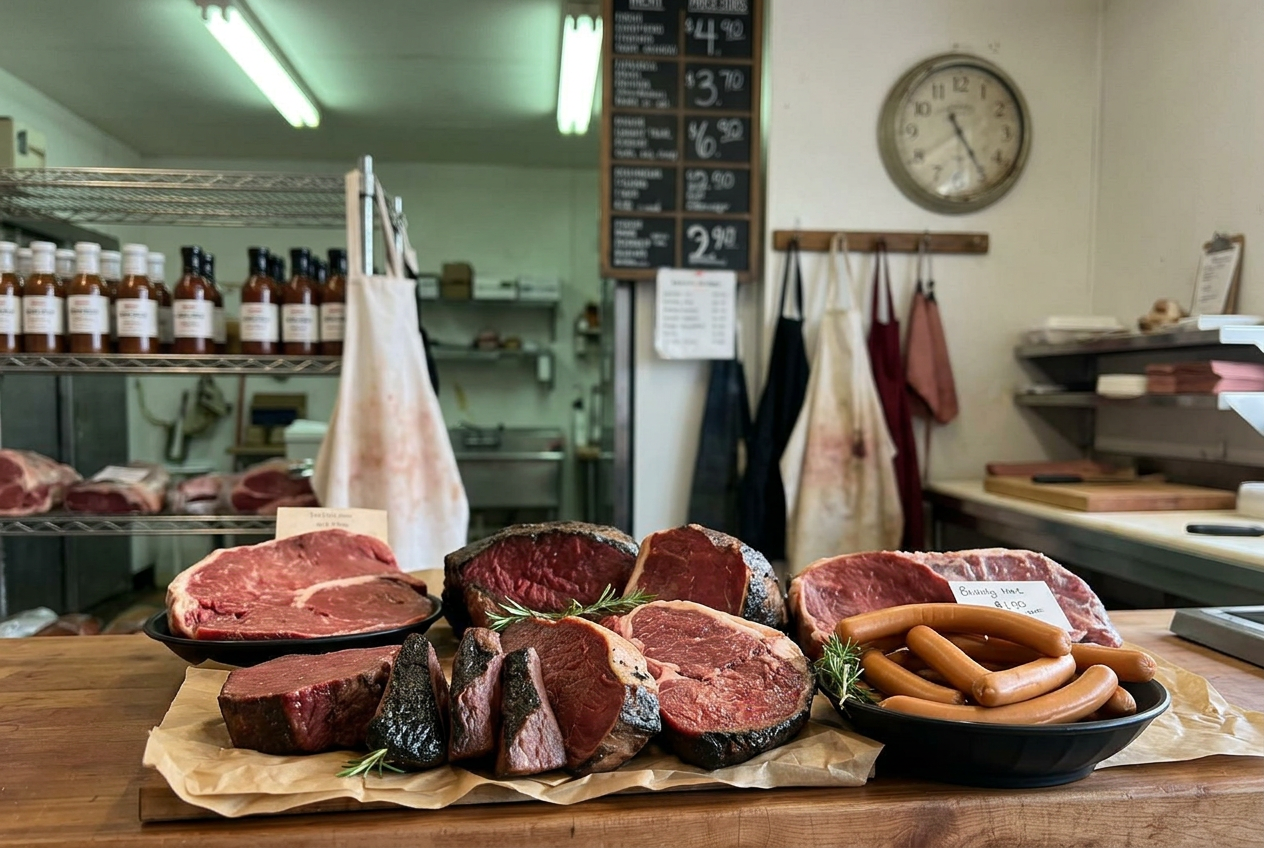 Fresh and smoked meats at the Edenville Market counter